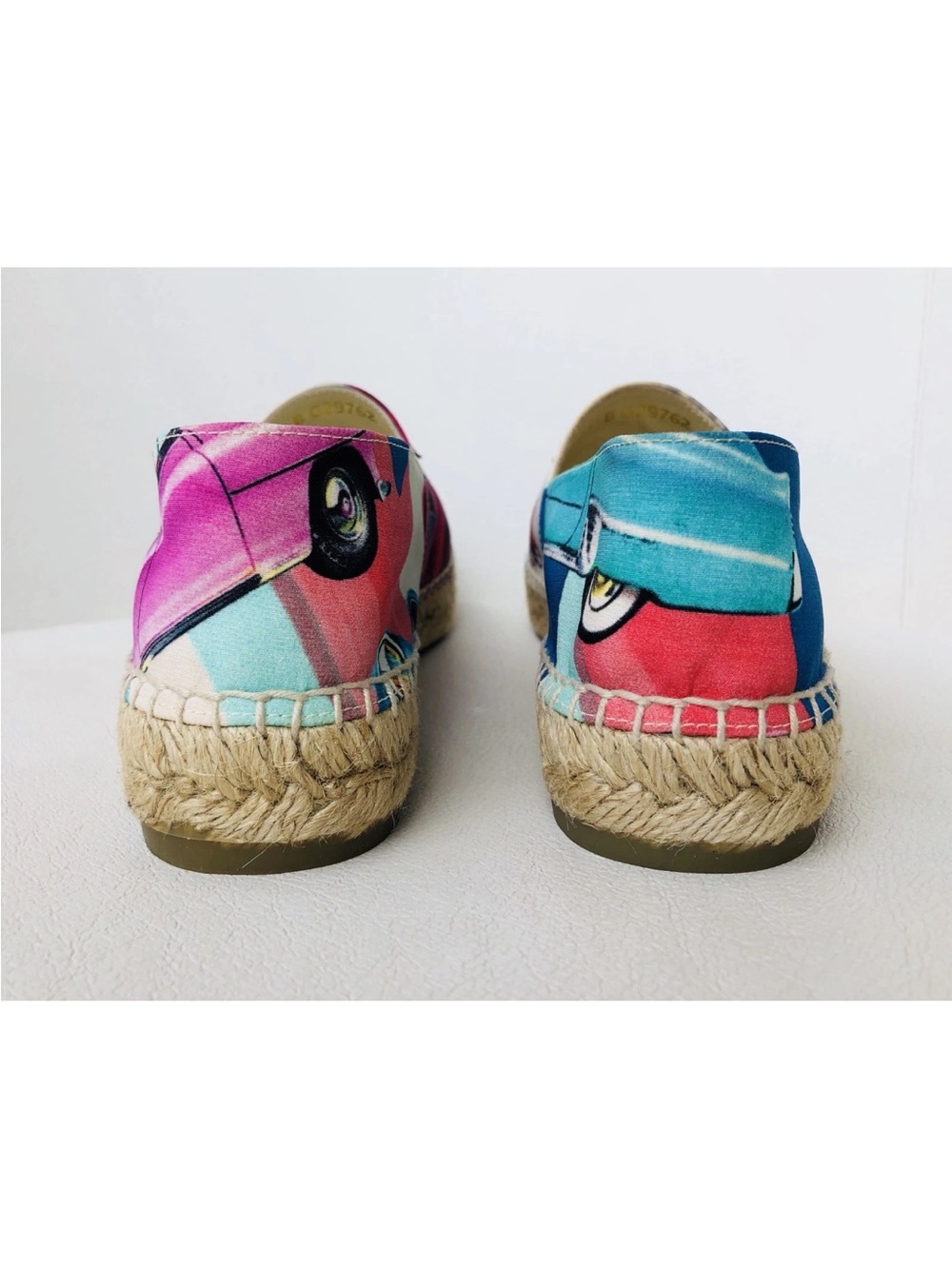 CHANEL MULTICOLOR CANVAS PINK BLACK PATENT LEATHER CAPTOE ESPADRILLE FLATS SZ 37 - Picture 6 of 12